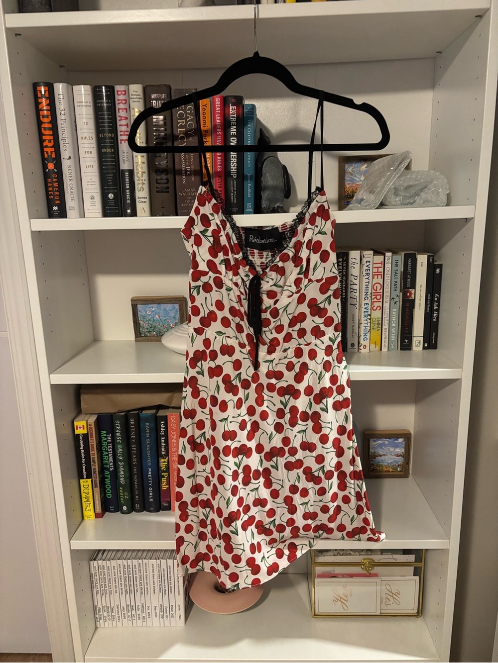 Realisation Cherry Print Mini Dress in White and Red